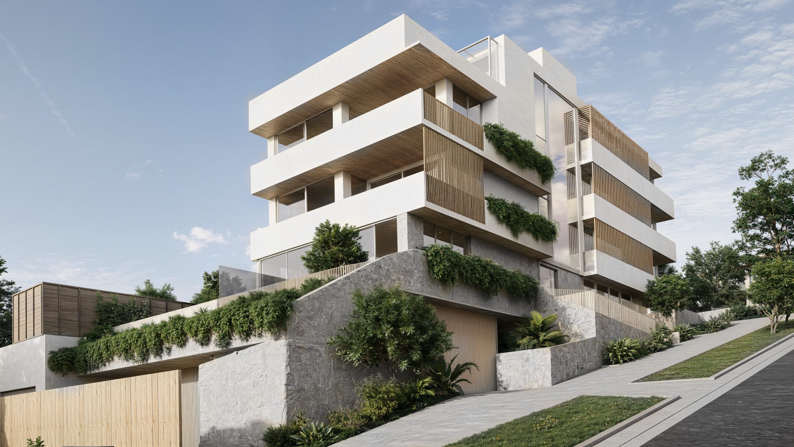 Luxury Exterior 3D Rendering of Concrete Beach House for Architects